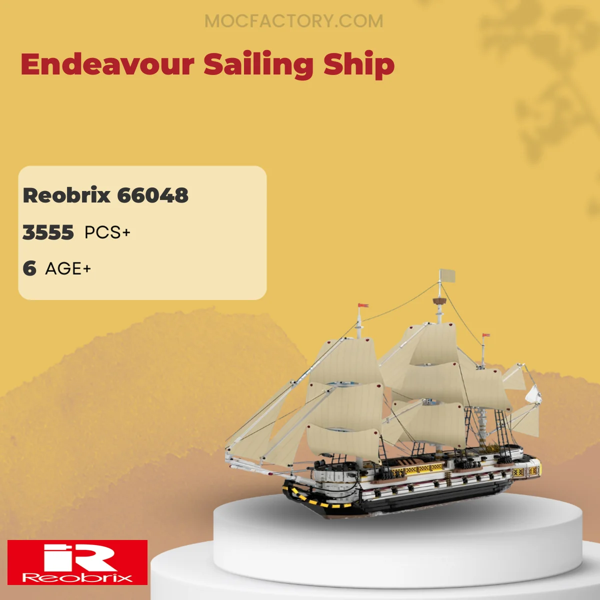 REOBRIX 66048 Endeavour Sailing Ship Model Bricks