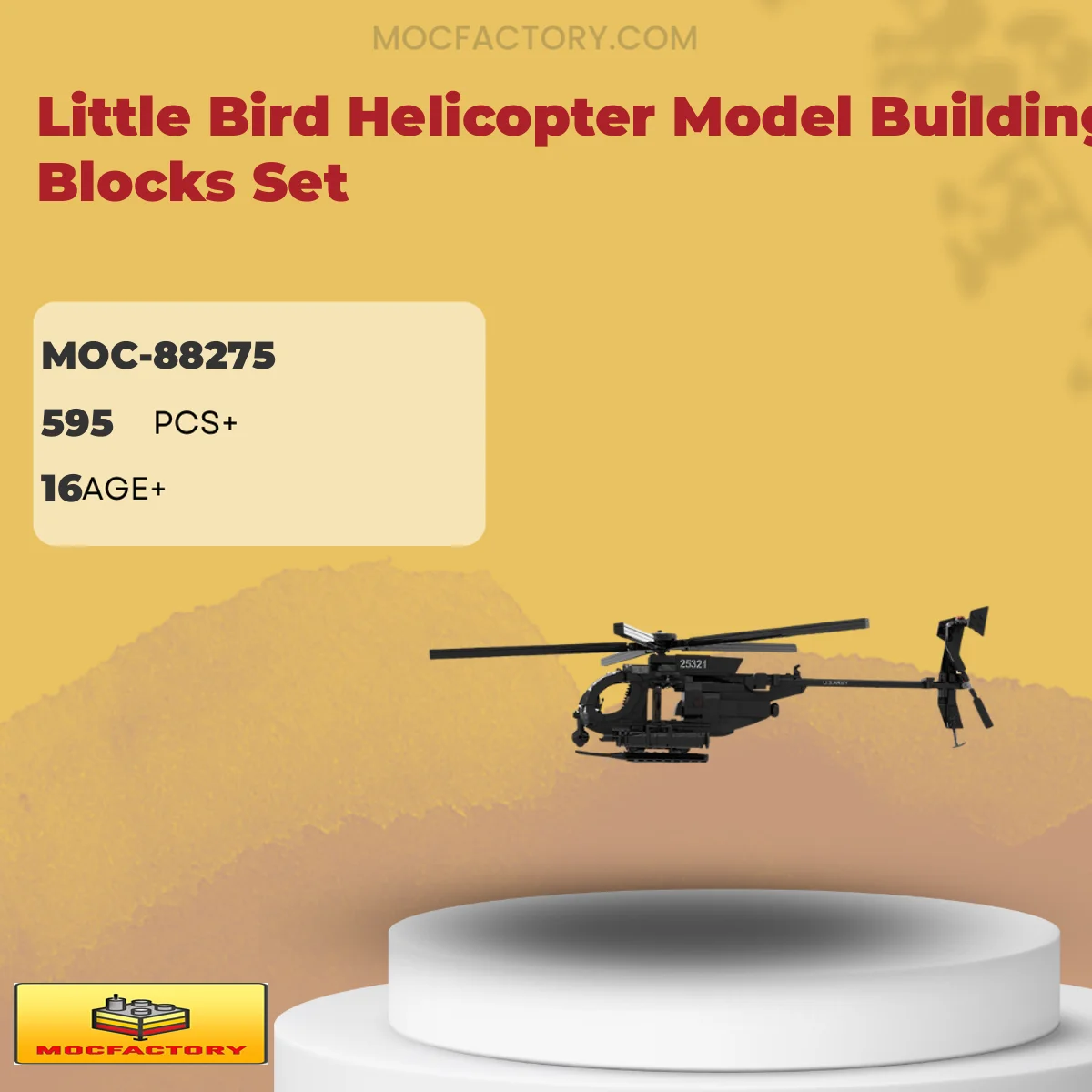 MOC Factory 88275 Little Bird Helicopter Model Building Blocks Set Model Bricks
