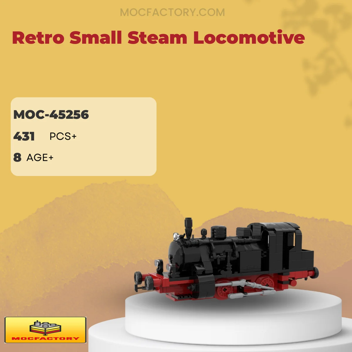 MOC Factory 45256 Retro Small Steam Locomotive Model Bricks