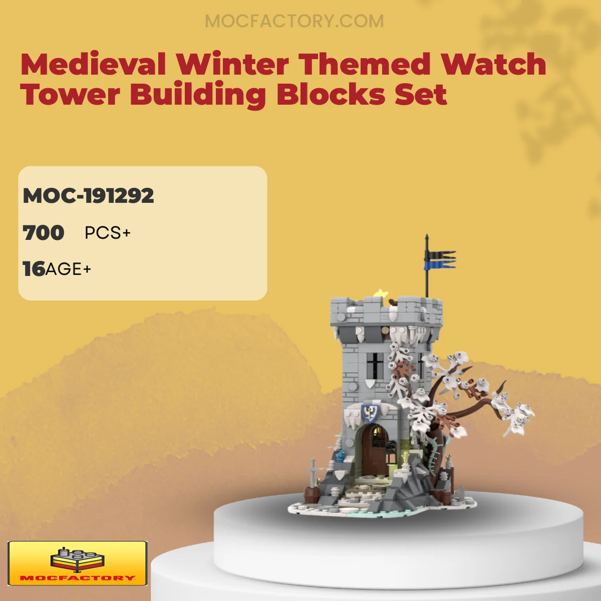 MOC Factory 191292 Medieval Winter Themed Watch Tower Building Blocks Set Model Bricks