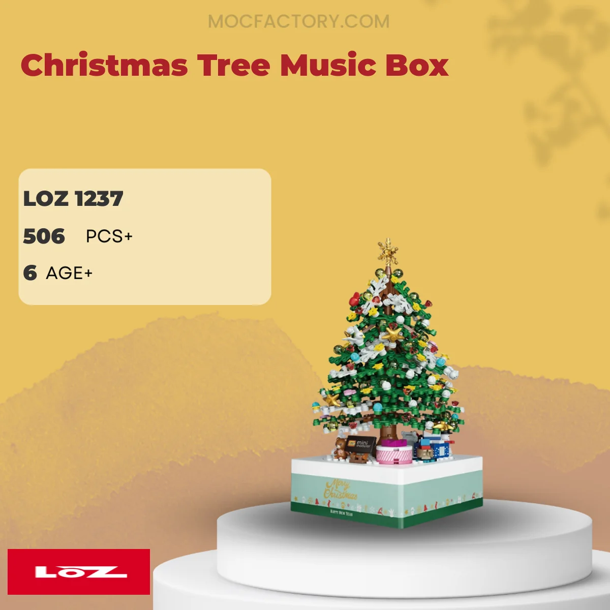 LOZ 1237 Christmas Tree Music Box Model Bricks