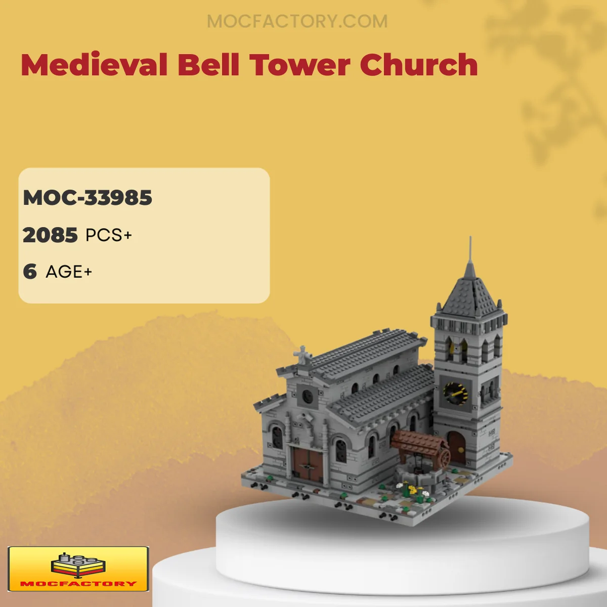 MOC Factory 33985 Medieval Bell Tower Church Model Bricks