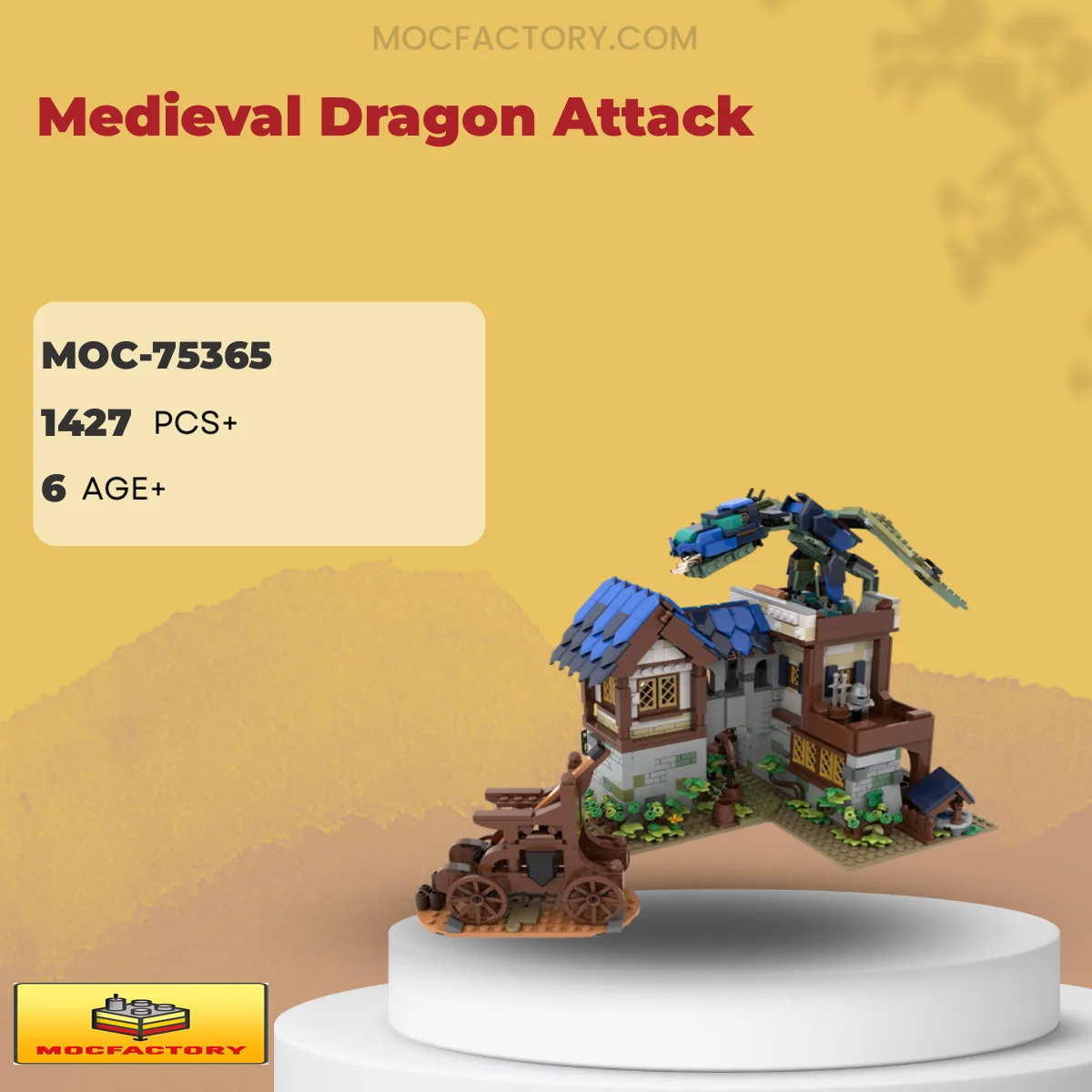 MOC Factory 75365 Medieval Dragon Attack Model Bricks