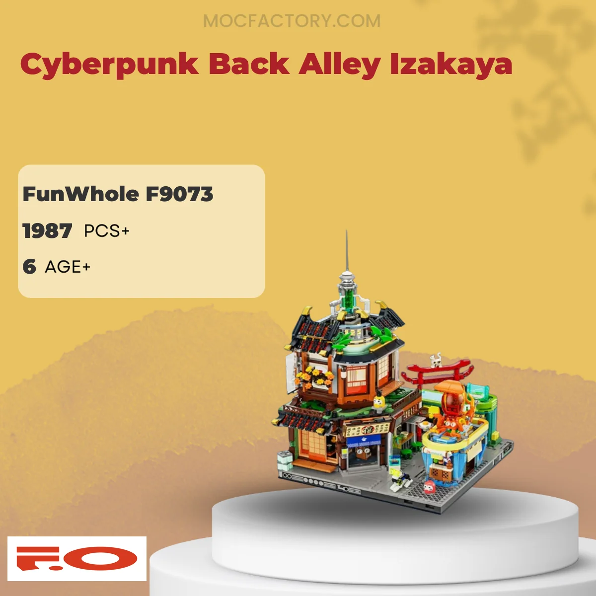FunWhole F9073 Cyberpunk Back Alley Izakaya Model Bricks