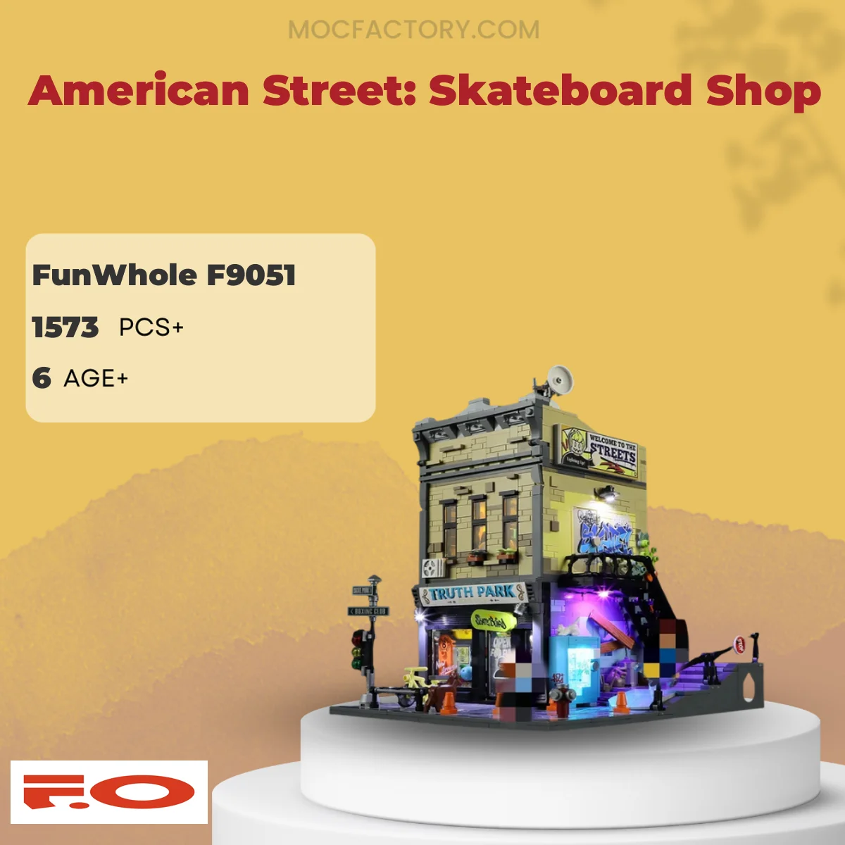 FunWhole F9051 American Street: Skateboard Shop Model Bricks
