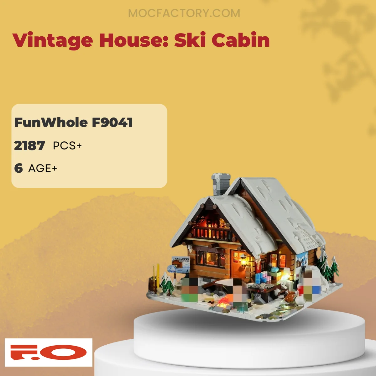 FunWhole F9041 Vintage House: Ski Cabin Model Bricks
