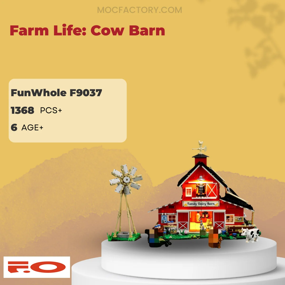 FunWhole F9037 Farm Life: Cow Barn Model Bricks