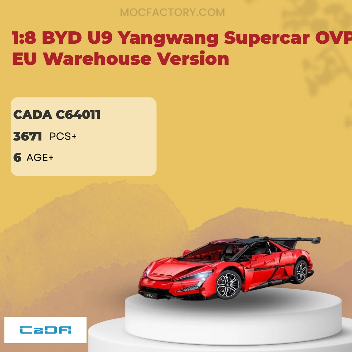 CADA C64011 1:8 BYD U9 Yangwang Supercar OVP EU Warehouse Version Model Bricks