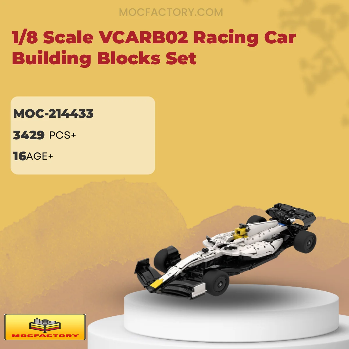 MOC Factory 214433 1/8 Scale VCARB02 Racing Car Building Blocks Set Model Bricks