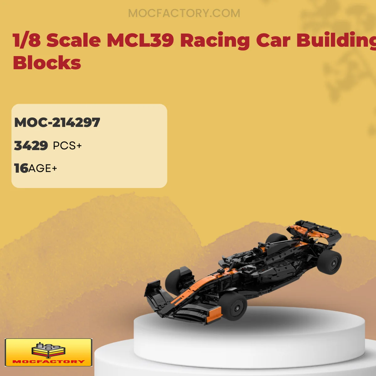 MOC Factory 214297 1/8 Scale MCL39 Racing Car Building Blocks Model Bricks