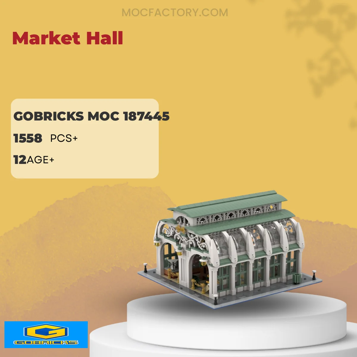 Gobricks 187445 Market Hall Model Bricks