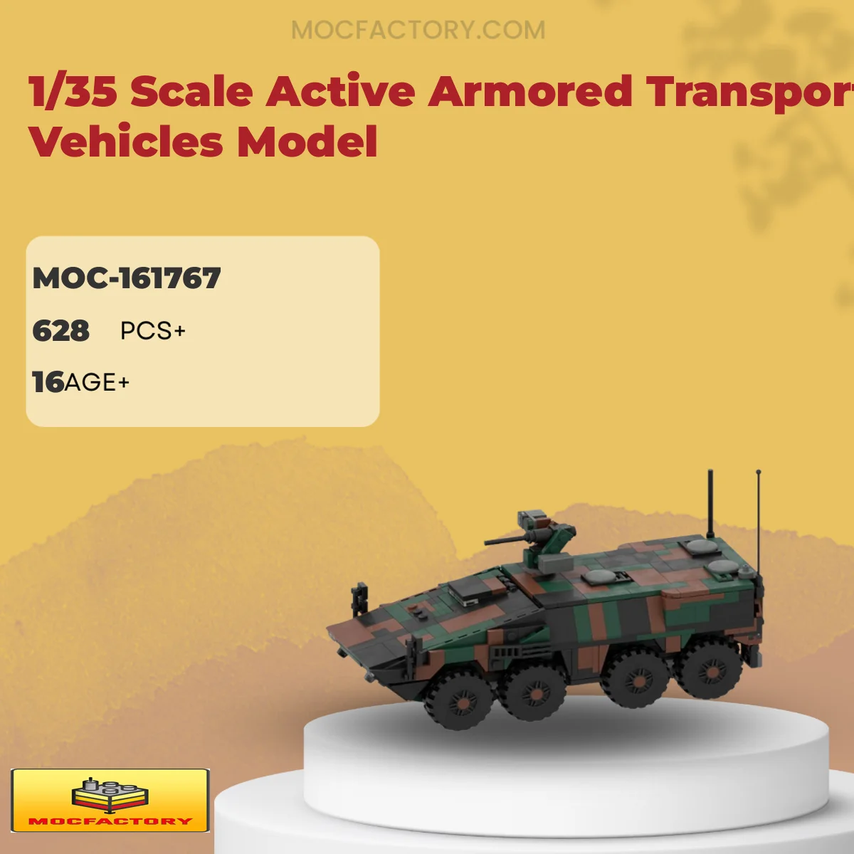 MOC Factory 161767 1/35 Scale Active Armored Transport Vehicles Model Model Bricks