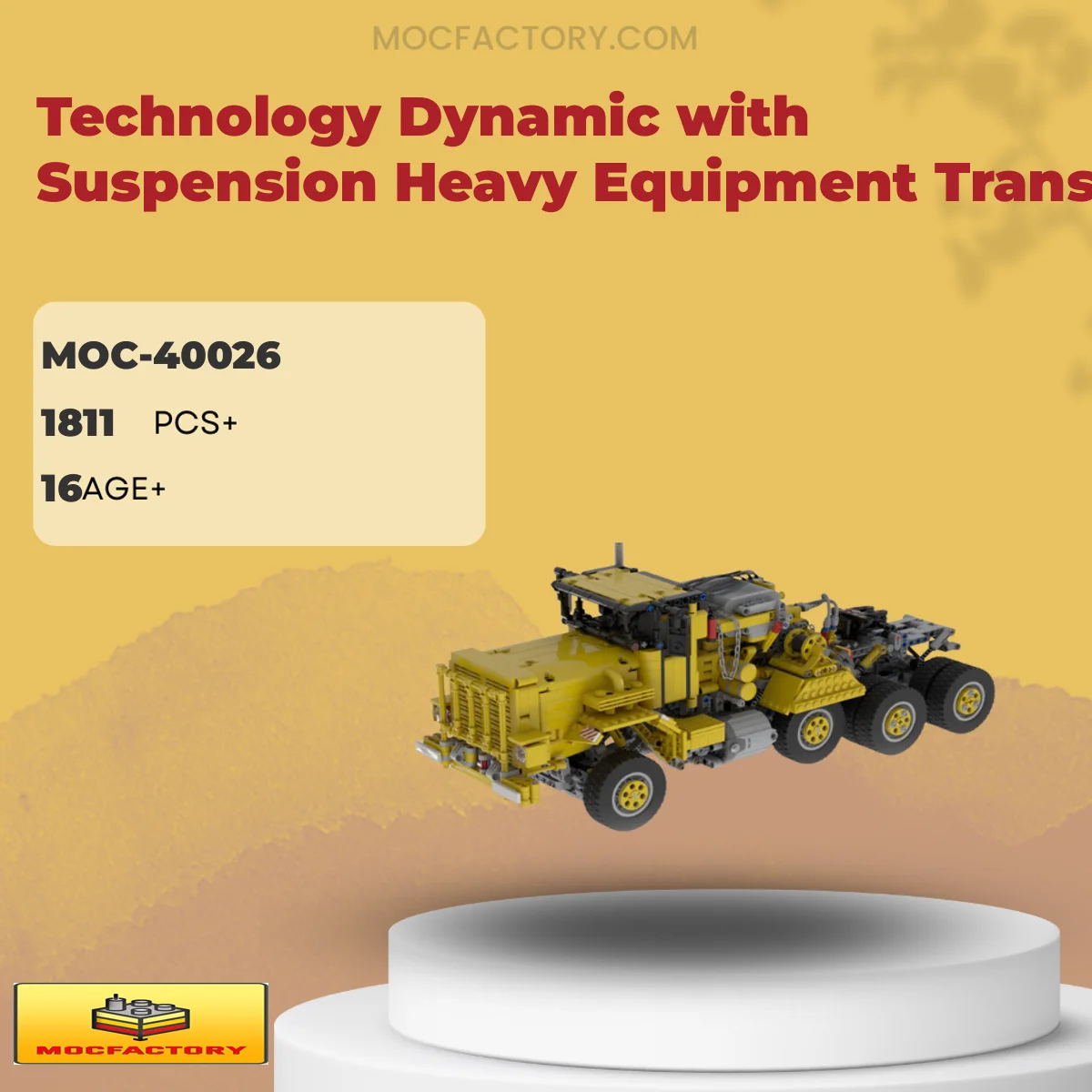 MOC Factory 40026 Technology Dynamic with Suspension Heavy Equipment Transport Vehicle Model Model Bricks